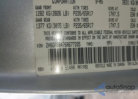 2006 Chrysler Pacifica Touring из США, поврежденный, VIN 2A8GF68476R677335